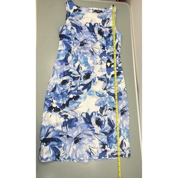 CHAPS Womens Midi Dress Sleeveless Watercolor Floral Blue 6 - Picture 5 of 13